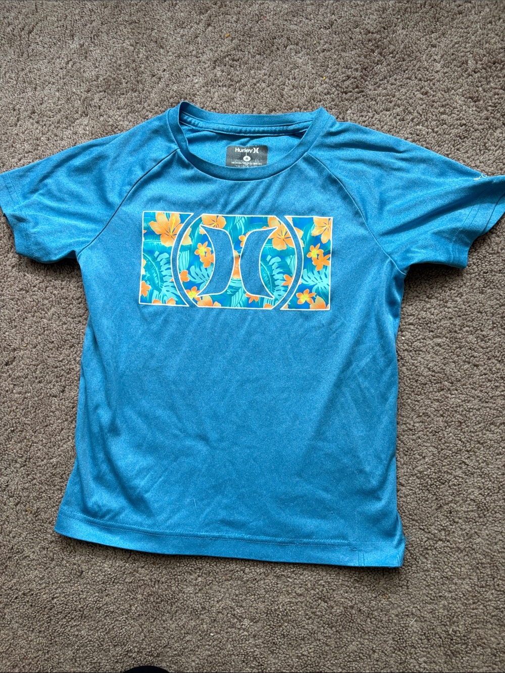 Hurley Blue Kids' Floral Logo Rashguard